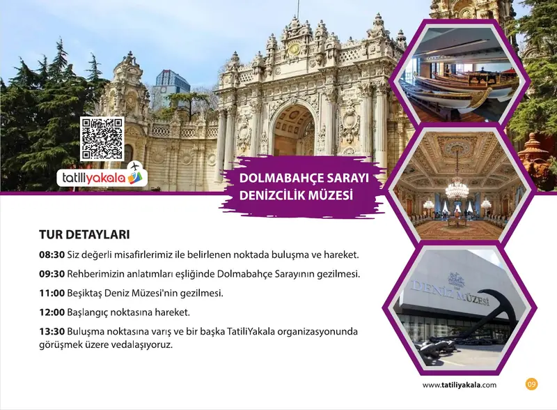 Katalog sayfa 9: Dolmabahçe Sarayı ve Deniz Müzesi Turu